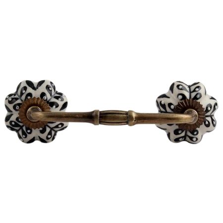 Black Leaf Ceramic Bridge Drawer Handle